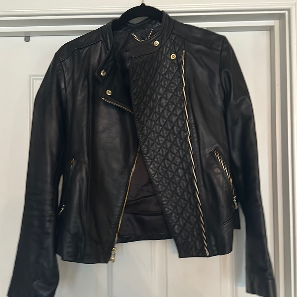 Genuine lamb skin Cole Haan leather jacket. Black. Size Small